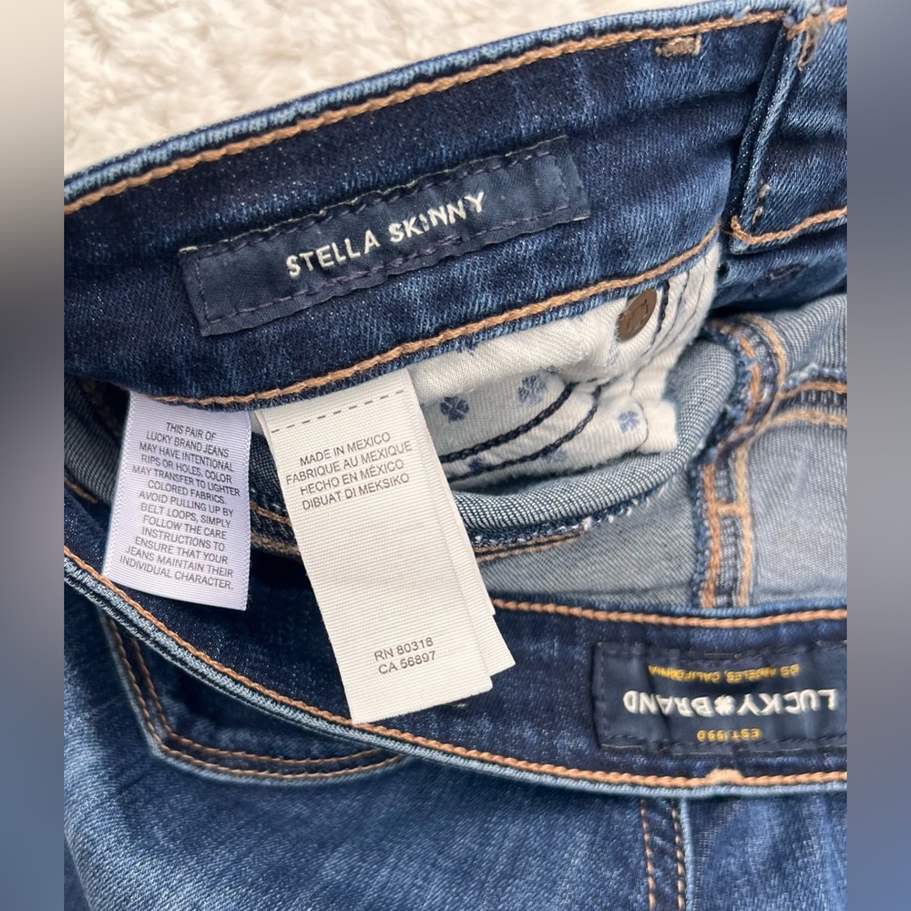 Lucky Brand Dark Blue Indigo Wash Midrise Skinny Jeans Size 26 Classic EUC Denim - Picture 10 of 12